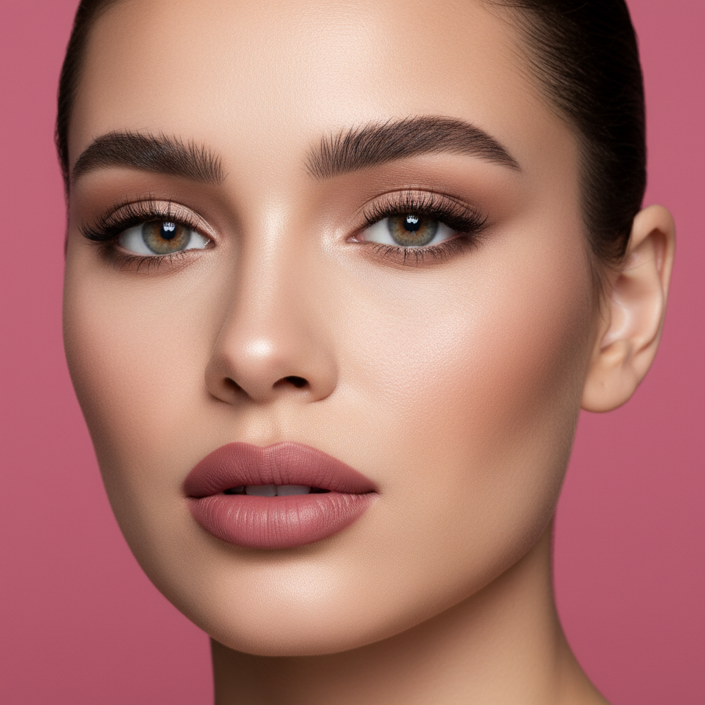 Flawless matte skin on pink background