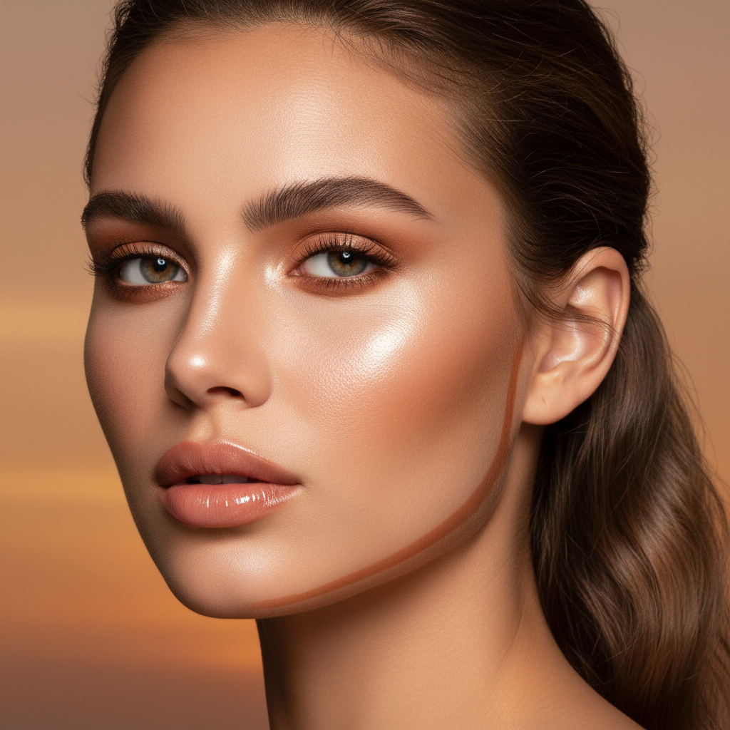 Sculpted cheekbones contour result
