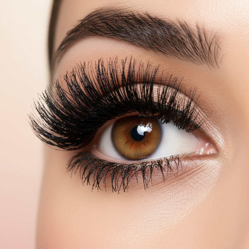 Dramatic voluminous lashes close-up