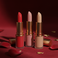 Matte Lipstick Set three shades on red background