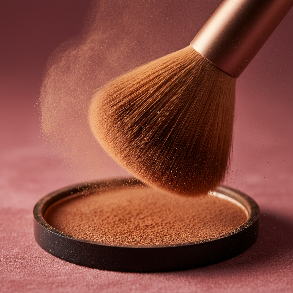 Contour brush in bronzer powder